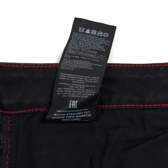 Philipp Plein Jean Super Straight Cut 31/32 (tag 31) Designer Distress- Black - Picture 10 of 12